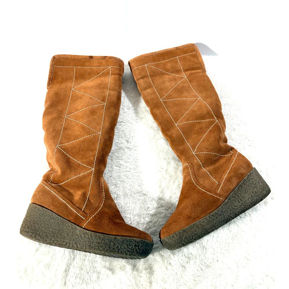 Steve Madden Micki Suede Fur Lined Boots Size 8 Brown Winter Mid Calf Cozy